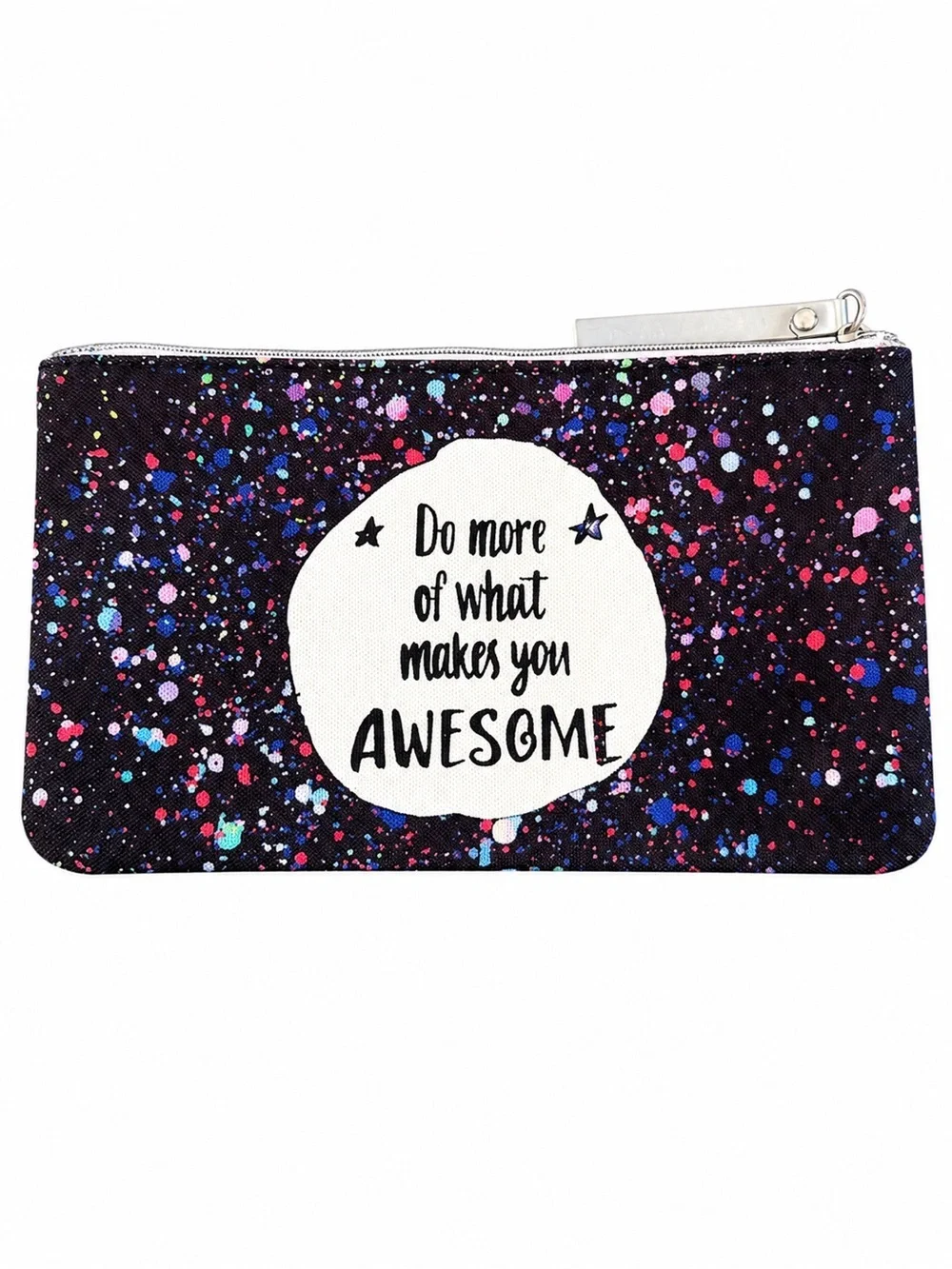 Canvas Zip Pouch with Colorful Paint Splatter Positivity Quote